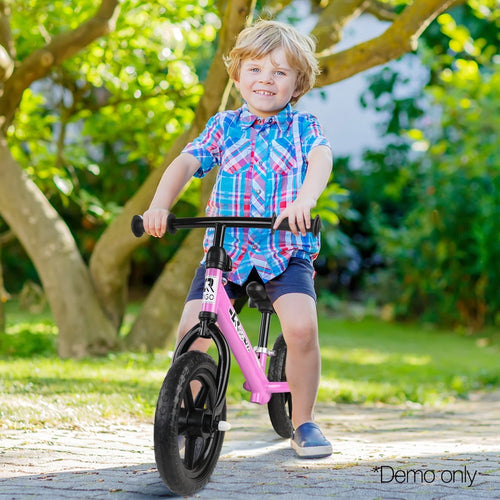 Bicicleta de equilibrio para niños Rigo de 12 pulgadas Rosa Ultraligero Portátil Durable Acero recubierto de polvo EVA Asiento ajustable Manillar Bicicleta
