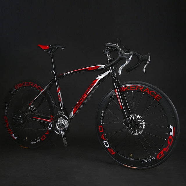 Bicicleta de carretera Bicicleta de engranaje fijo 26 pulgadas 24/27 Cambio de velocidad Doble freno de disco adulto Estudiante Hombres y mujeres