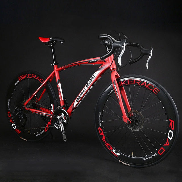 Bicicleta de carretera Bicicleta de engranaje fijo 26 pulgadas 24/27 Cambio de velocidad Doble freno de disco adulto Estudiante Hombres y mujeres