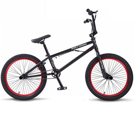 Rendimiento marco de acero fang 20Inch BMX del lobo bici neumático púrpura / rojo para la demostración del truco acrobático posterior de la bici de la bicicleta exclusiva calle